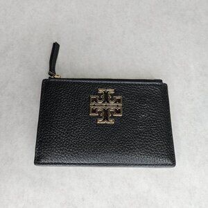 Tory Burch Black Britten Card Case Zip Wallet